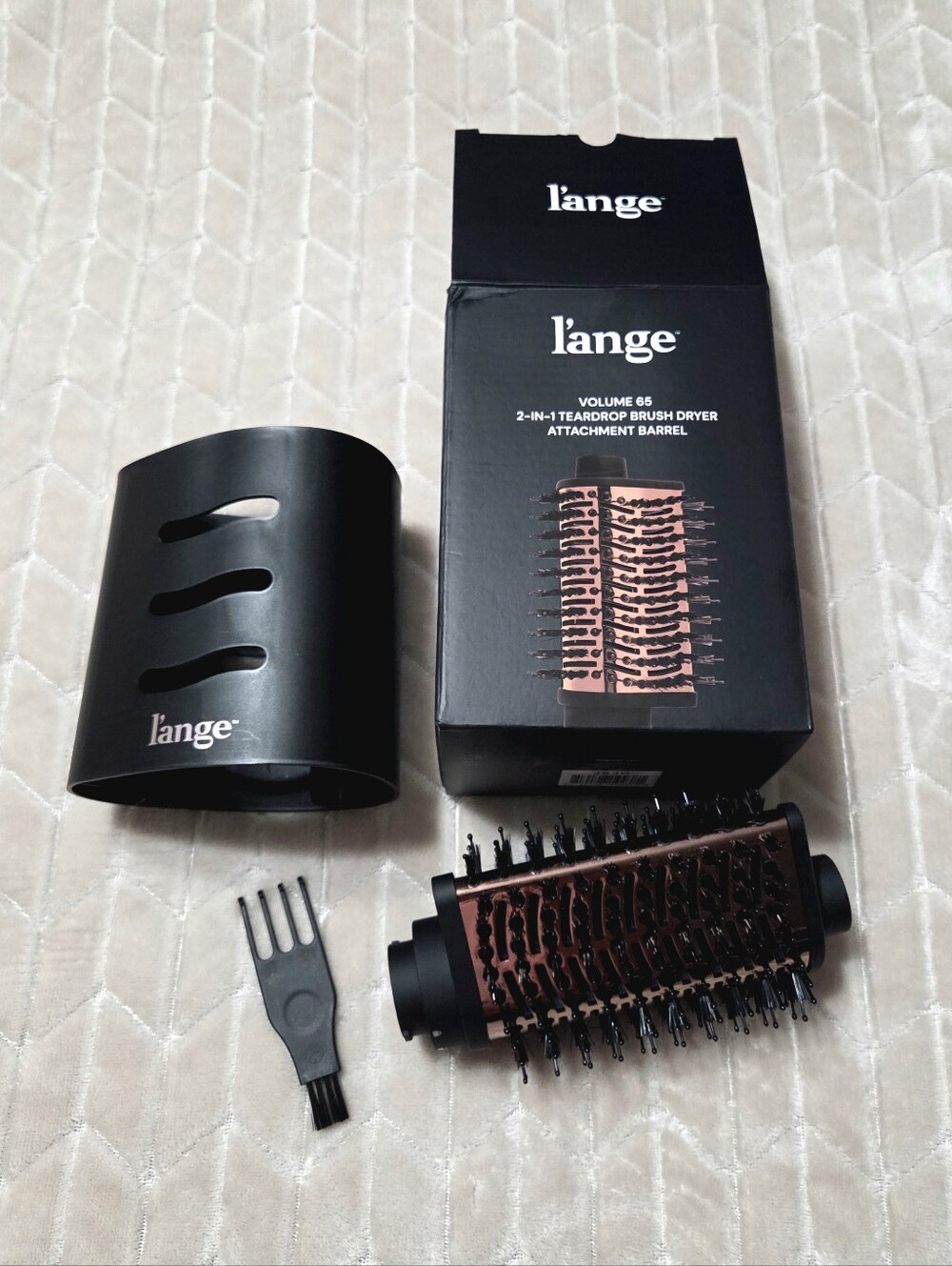 l'ange 2-in-1 Teardrop Brush Dryer Attachment - Black and Rose Gold